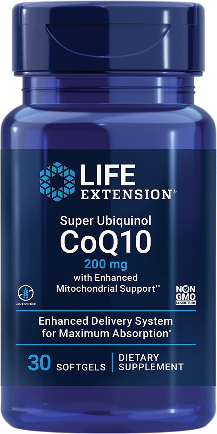 Life Extension Super Ubiquinol CoQ10 200mg with Enhanced Mitochondrial Support – For Heart Health & Anti-Aging - Cholesterol & Energy Management Supplement – Gluten-Free, Non-GMO – 30 Softgels