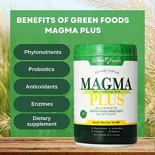 Green Foods Corp. Magma Plus Nature's Energy Drink - Supports the Digestive, Nervous, Immune and Muscle System - 10.6 oz - with Key Chain