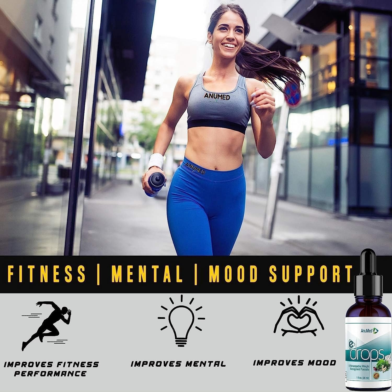 Worldwide Nutrition Anumed e-Drops - Metabolism, Control Hunger, Fast Transformation Healthy Weight Loss Drops - Natural Vegan, Keto Friendly for Women & Men (1oz) with Bonus Multi-Purpose Key Chain