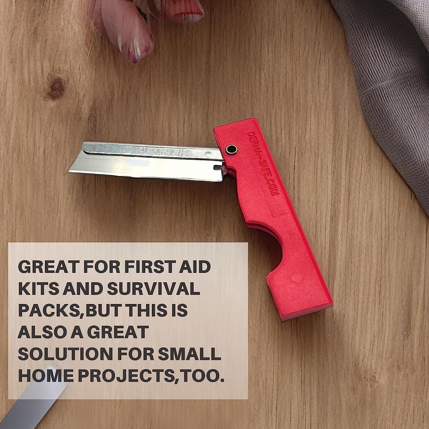 Derma-Safe Folding Utility Razor for Survival Utility and First Aid Kits - Mini Pocket Foldable Razor Blade, Folding Scalpel, (Red) 10-Pack