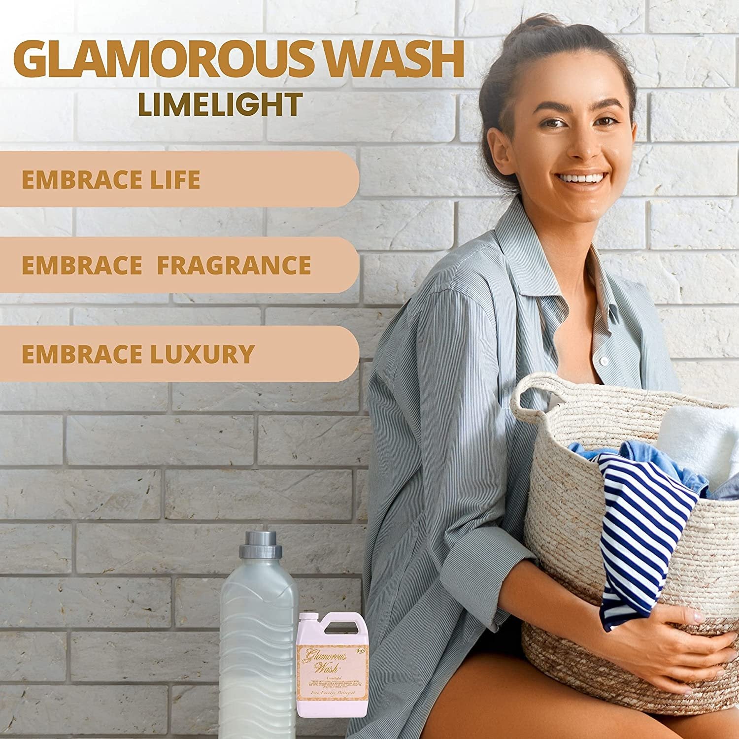 Tyler Candle Company Glamorous Wash Limelight Scent Fine Laundry Liquid Detergent - Liquid Laundry Detergent for Clothing - Hand and Machine Washable - 32 oz, 907-gram Container with Bonus Key Chain