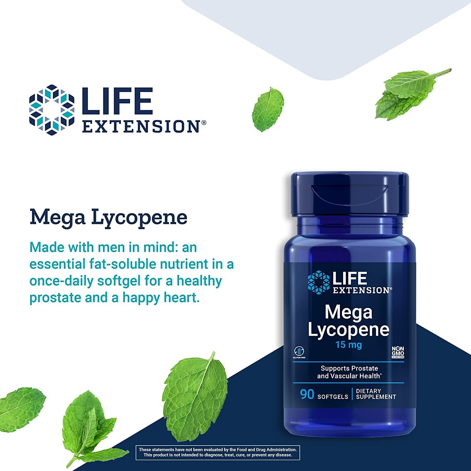 Life Extension Mega Lycopene 15 mg – Prostate & Arterial Health Support – Gluten-Free – Non-GMO – 90 Softgels