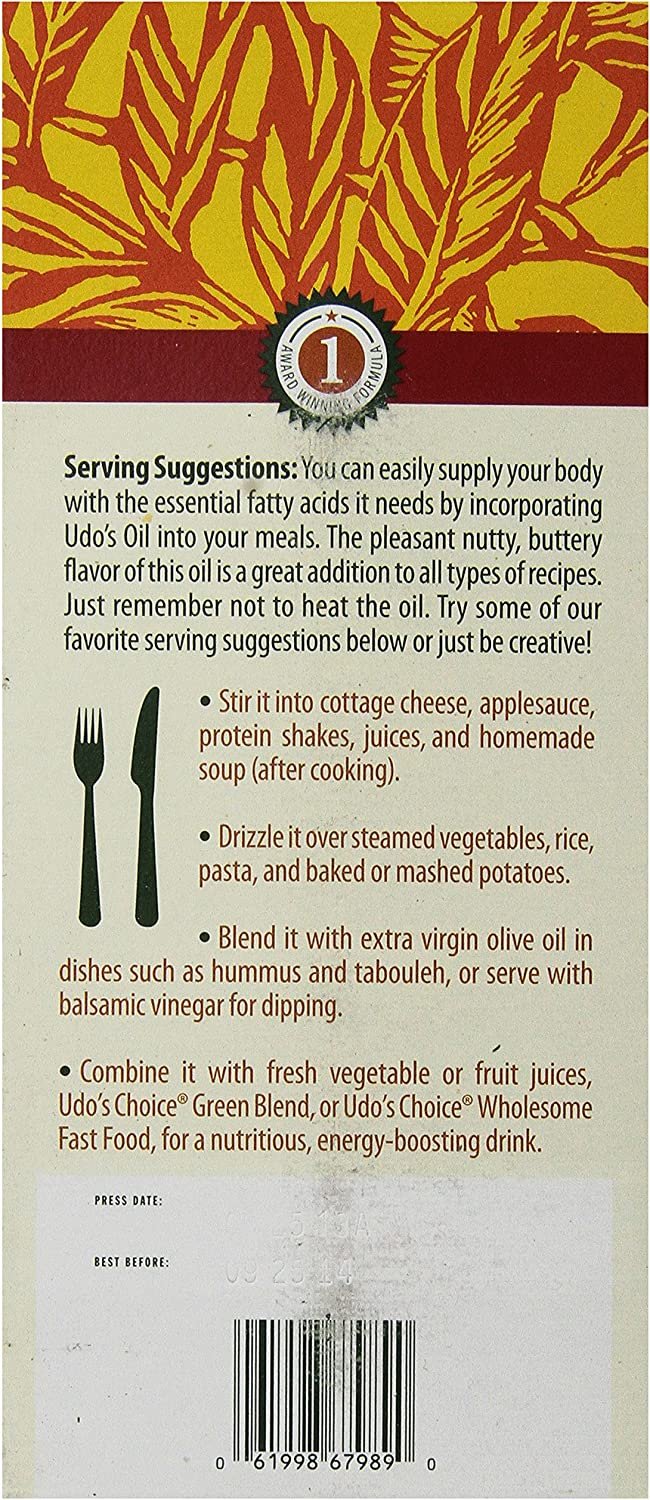 Flora UDO’s Oil Omega 3-6-9 32 Oz Supplement | Organic | Plant Based | Vegan Fish Oil Alternative | Blend of Flaxseed, Coconut, Evening Primrose & More