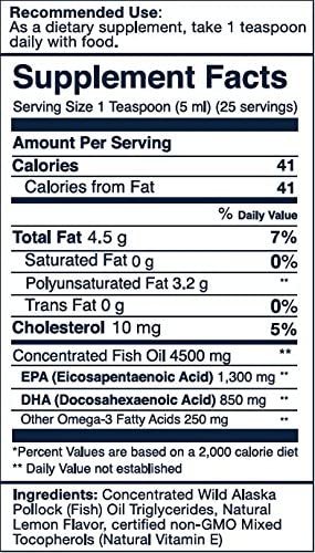 Wiley's Finest Wild Alaskan Fish Oil - Peak Omega-3 Liquid 2150mg EPA + DHA Omega-3 Natural Supplement 25 Servings