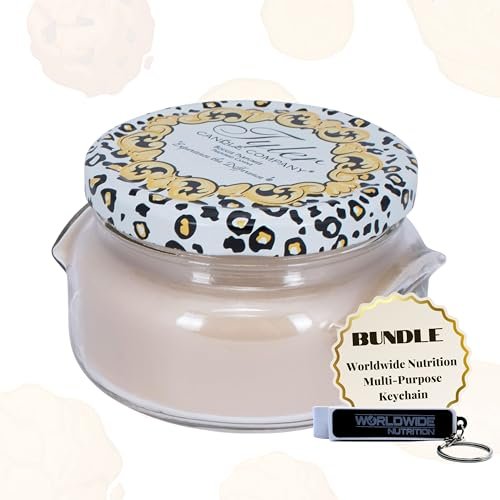 Worldwide Nutrition Bundle, 2 Items: Tyler Candle Company Warm Sugar Cookie Scent Jar Candle - Luxurious Scented Candle with Essential Oils - Large Candle 11 oz and Multi-Purpose Key Chain
