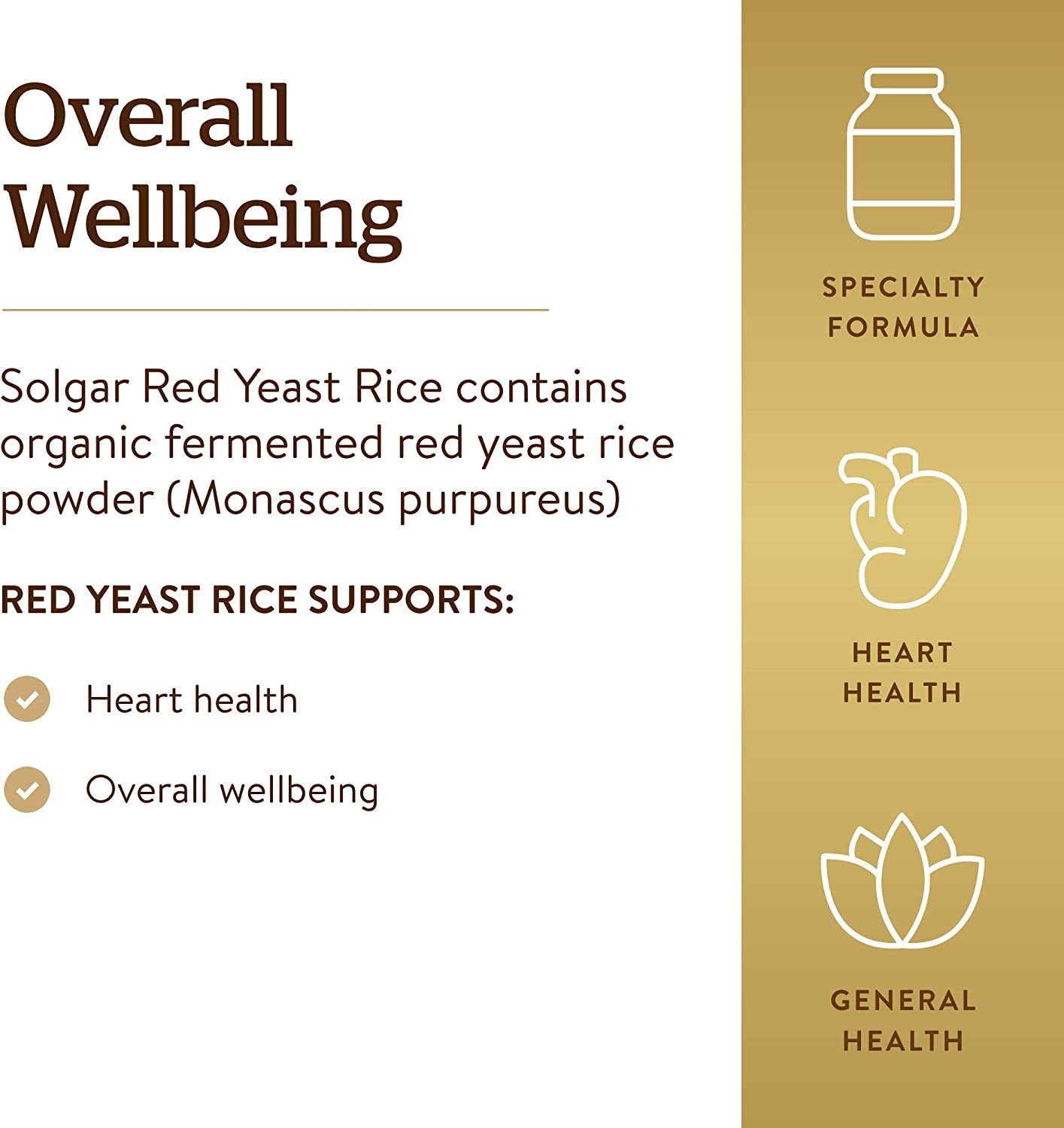Solgar Red Yeast Rice 600 mg, 120 Vegetable Capsules - Supports Heart Health - Fermented to Increase Bioavailability - Non-GMO, Vegan, Gluten Free, Dairy Free, Kosher - 60 Servings