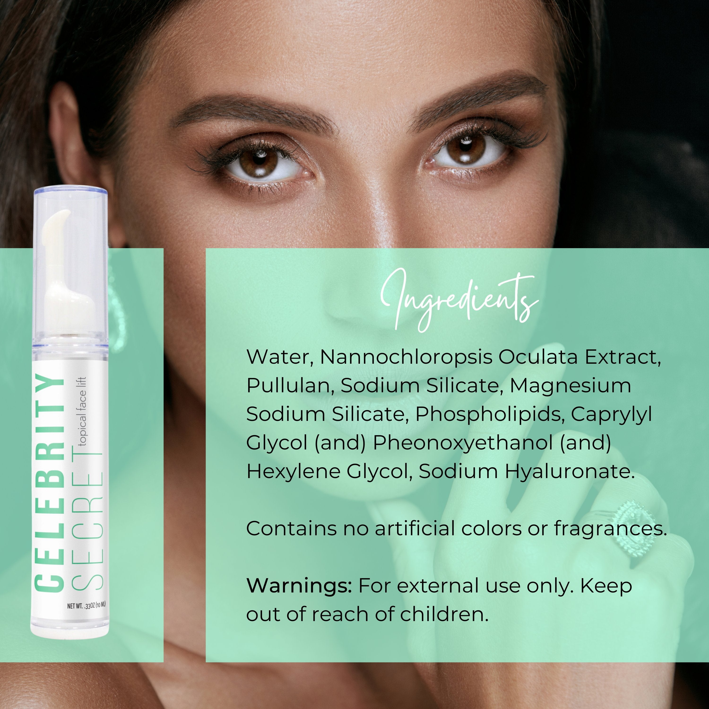 Worldwide Nutrition Celebrity Secret Instant Face Lift - Temporary Wrinkle Remover, Skin Tightener, Wrinkle Filler, Line Eraser - Hydrating Anti Aging Face Cream for Younger, Glowing Complexion -10 ml