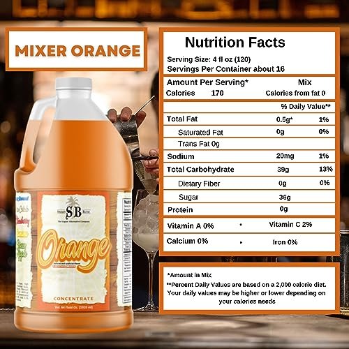 Specialty Blends Orange Flavored Syrup Cocktail Mixer Concentrate, Made with Organic Orange Flavor Syrups For Drinks, 1/2 Gallon (Pack of 1) - with Bonus Worldwide Nutrition Multi Purpose Key Chain