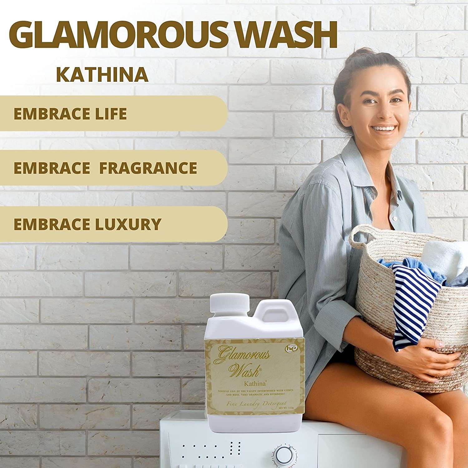 Tyler Candle Company Glamorous Wash Kathina Scent Fine Laundry Liquid Detergent - Liquid Laundry Detergent for Clothing - Hand and Machine Washable - 4oz, 112 gram Container w Bonus Key Chain