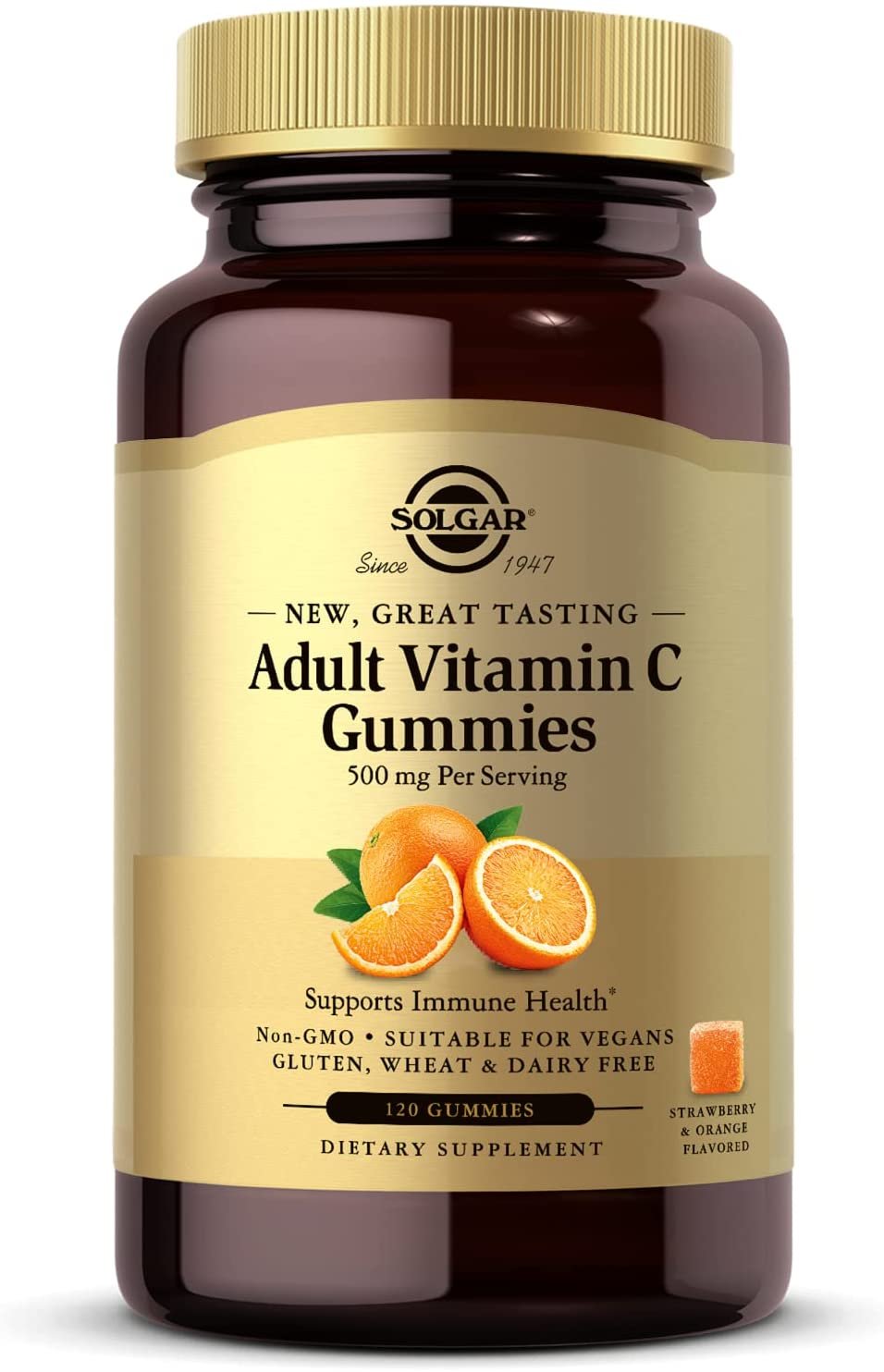 Solgar Adult Vitamin C Gummies 500mg Strawberry Orange 120ct