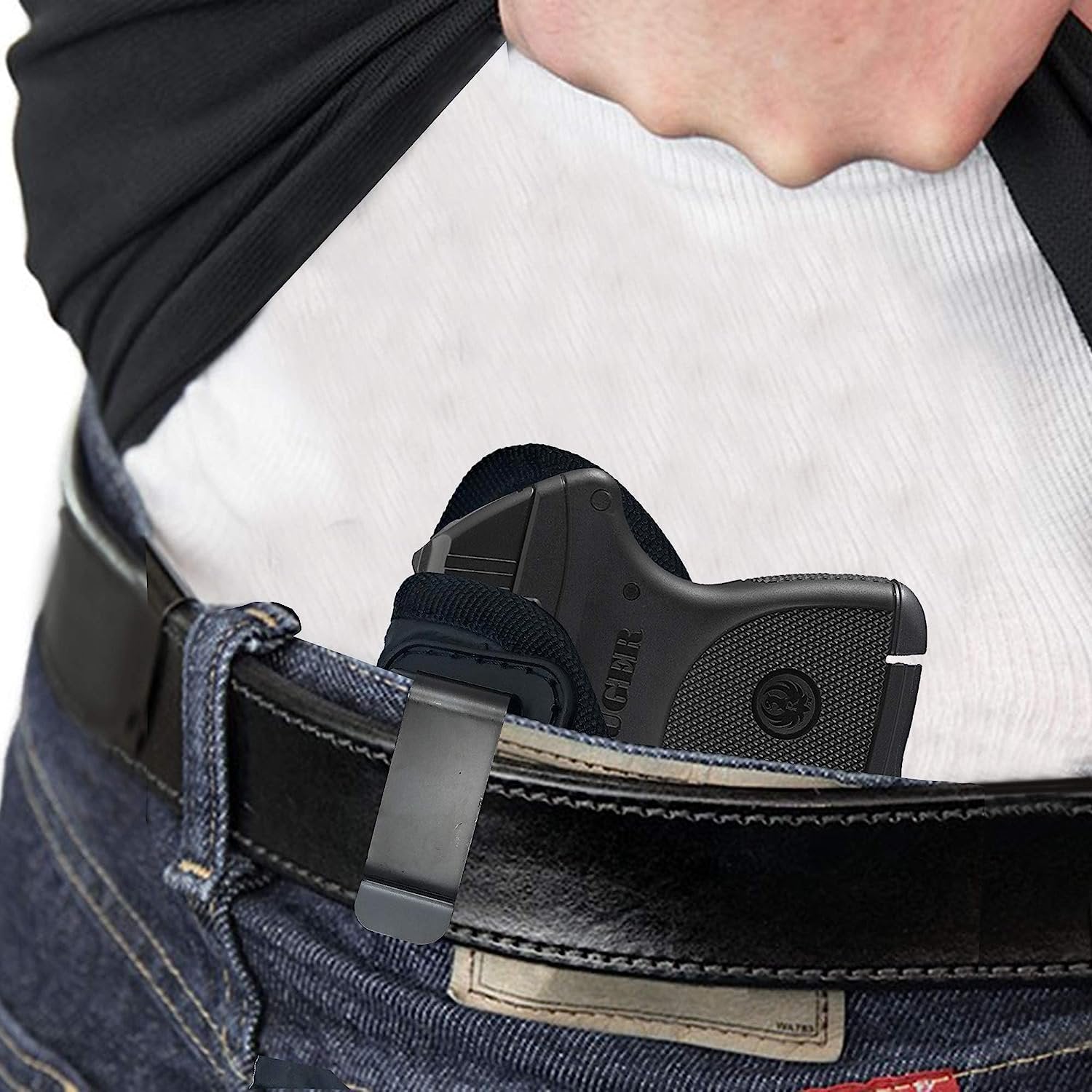 IWB Gun Holster by Houston - ECO Leather Concealed Carry Soft Material | Suede Interior for Maximum Protection | Fits: S&W Bodyguard, Ruger, Taurus TCP, Sig P238, Jimenez JA, PPK .380
