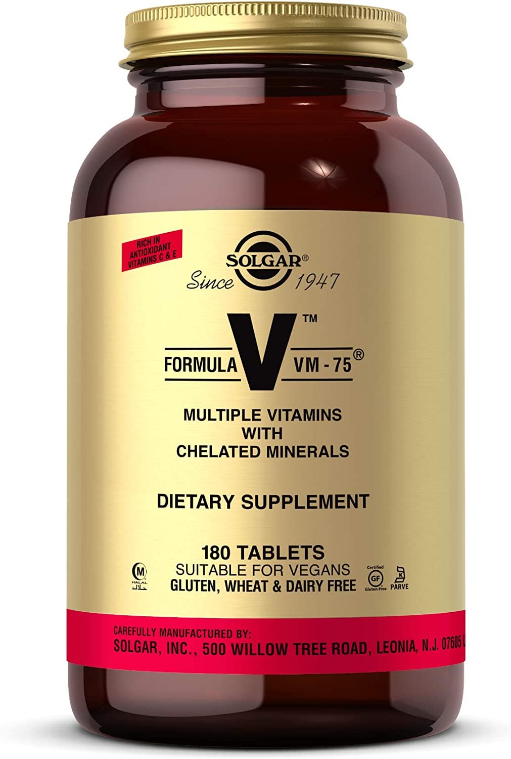 Solgar Formula VM-75 - Multivitamin with Chelated Minerals - 180 ct