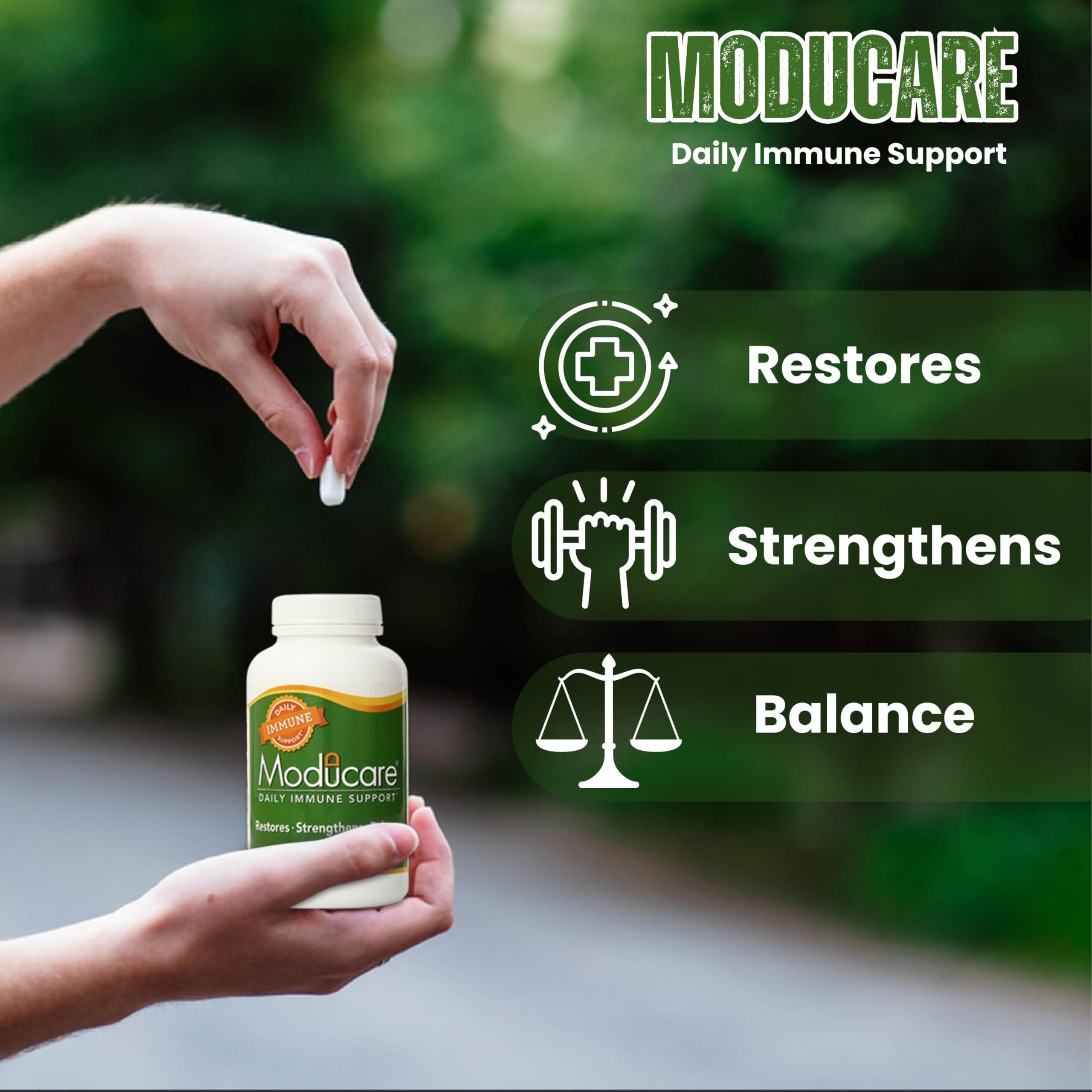 Moducare Daily Immune Support, Plant Sterol Dietary Supplement, 180 Vegetarian Capsules with Keychain