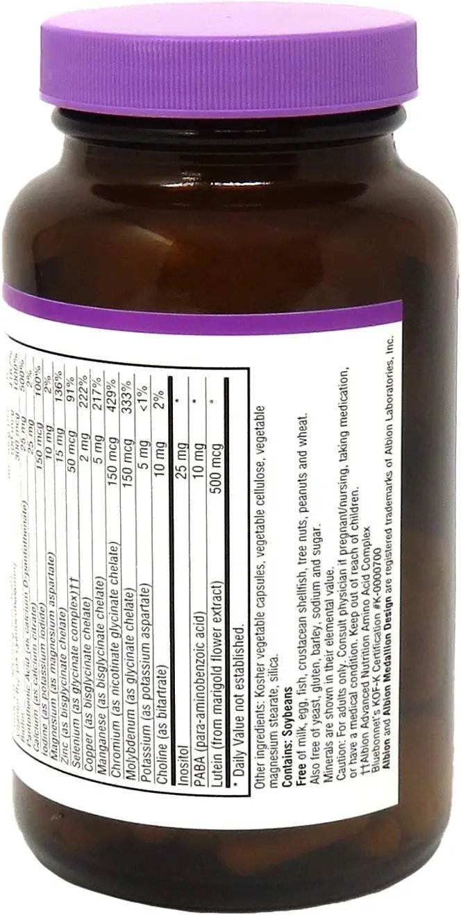 Bluebonnet Nutrition Multi One (Iron Free) Vegetable Capsules, Complete Full Spectrum Multiple, B Vitamins, General Health, Gluten & Milk Free, Kosher, 3 Month Supply, White, 90 Count