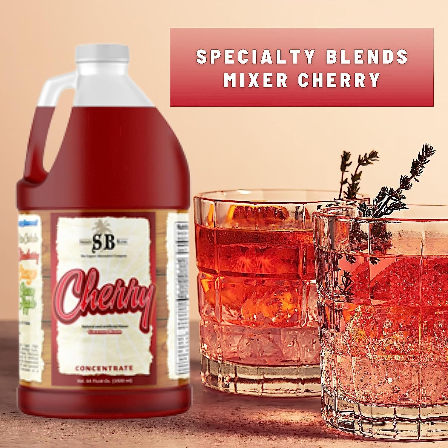 Specialty Blends Cherry Flavored Syrup Cocktail Mixer Concentrate, Made with Organic Cherry Flavor Syrups For Drinks, 1/2 Gallon (Pack of 1) - with Bonus Worldwide Nutrition Multi Purpose Key Chain