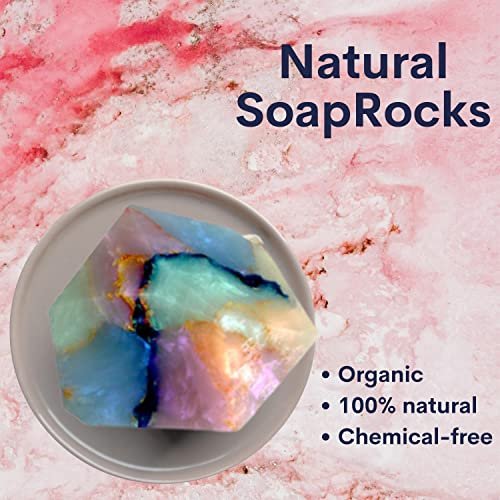 TS Pink Soapal SoapRocks - Bar Soap for Bath, Body, Face & Hand soap - Bathroom Decor & Bubble Bath Home Essentials - Bathroom Soap Gifts for Women & Men Gift Set - 6oz Bar with Bonus Key Chain