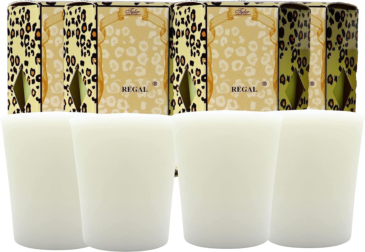 Tyler Candle Company Regal Votive Candles - Luxury Scented Candle with Essential Oils - 4 Pack of 2 oz Small Candles with 15 Hour Burn Time Each - with Bonus Key Chain