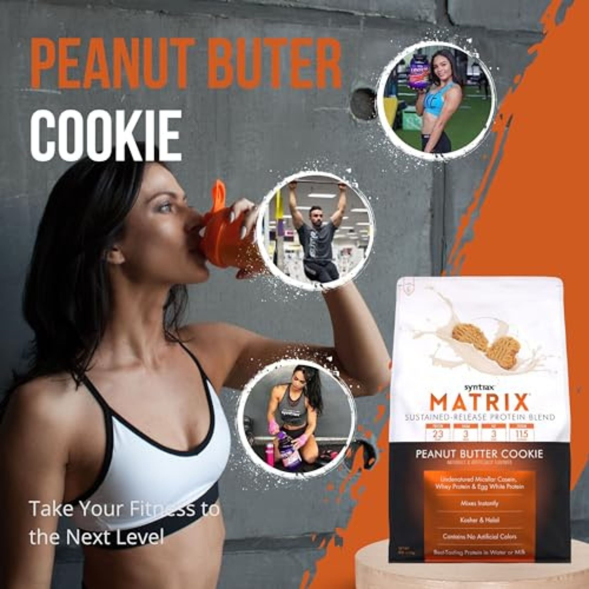 Syntrax Bundle, 2 Items Matrix Protein Powder 5.0 Sustained-Release Whey Protein Powder Blend - Instant Mix Protein Powder Peanut Butter Cookie, 5 Pounds with Worldwide Nutrition Keychain