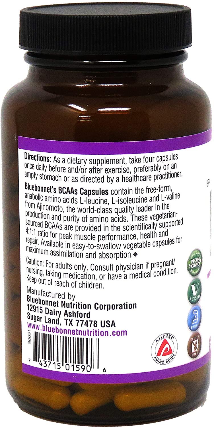 Bluebonnet BCAAS Vitamin Capsules, 120 Count