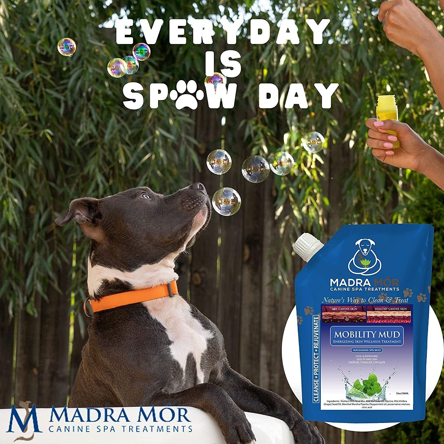 Madra Mor Mobility Dog Essentials Mud Bath | Dog Bath Spa Treatment for Dog Arthritis Pain Relief | Anti Itch Dog Bath for Dog Coat | Dogs Wash for Dog Grooming | 10oz Pouch w Multi Purpose Key Chain