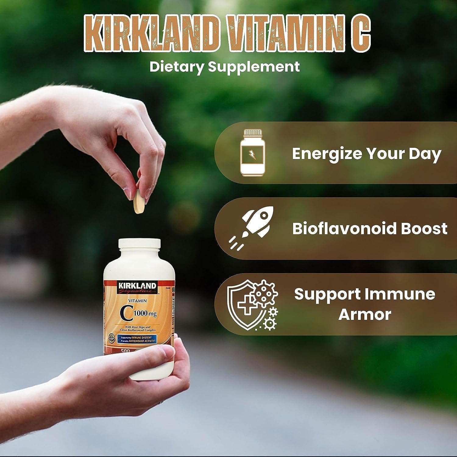 Worldwide Nutrition Kirkland Vitamin C with Rose Hips and Citrus Bioflavonoids Complex (Vitamin C 1000mg) - 500 Vitamin C Supplement Tablets