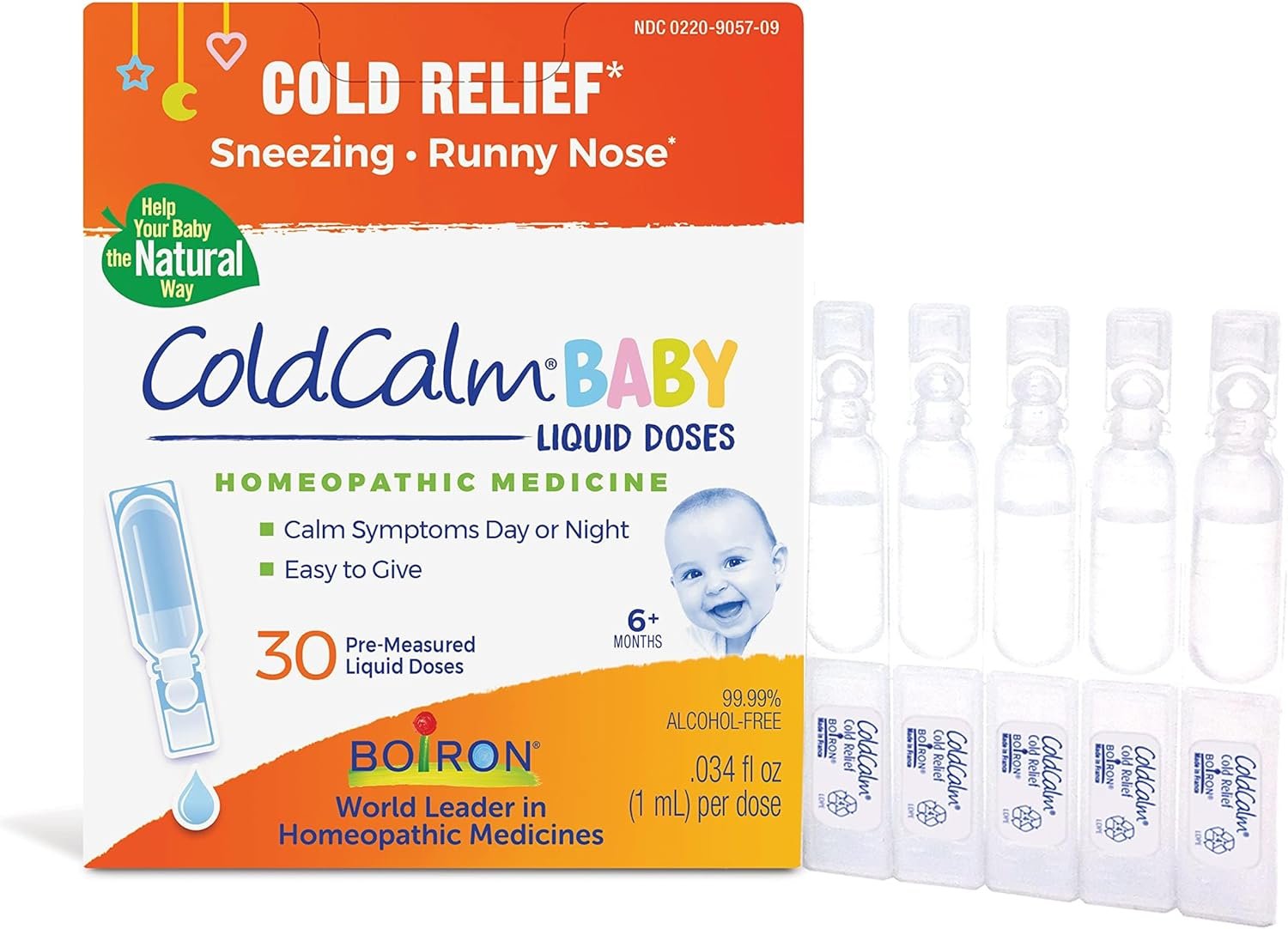 Worldwide Nutrition Bundle: Boiron ColdCalm Baby Single-Use Drops for Relief from Cold Symptoms of Sneezing, Runny Nose, and Nasal Congestion - Sterile and Non-Drowsy Liquid Doses - 30 Ct and Keychain
