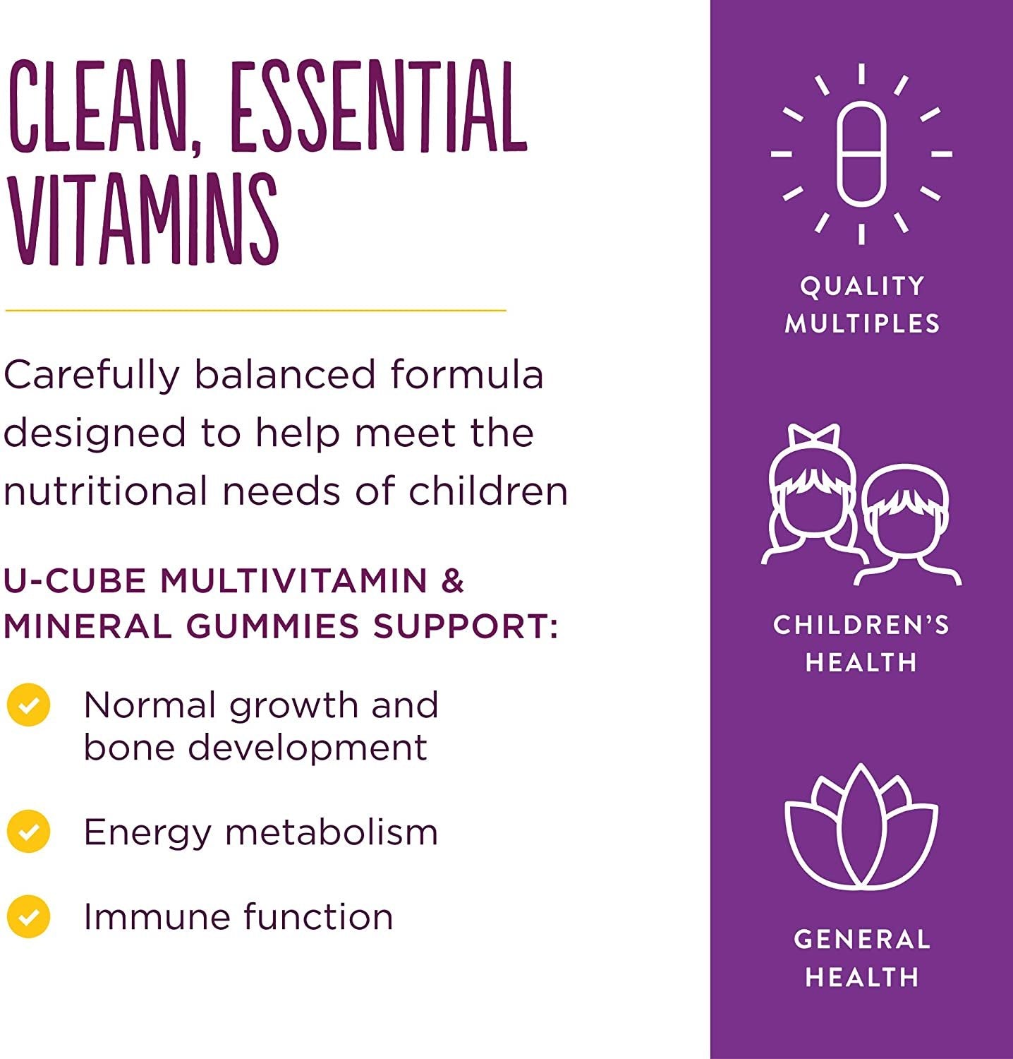 Solgar U-Cubes Children's Multi-Vitamin & Minerals , 120 Gummies - 3 Great-Tasting Flavors , Grape , Orange & Cherry - Ages 2 & Up - Non GMO , Gluten Free , Dairy Free - 60 Servings