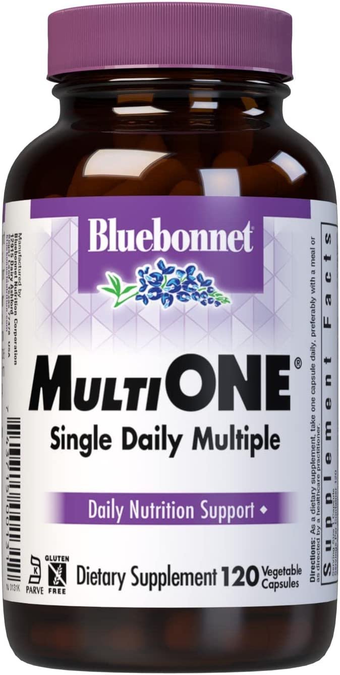 Bluebonnet Nutrition Multi One (With Iron) Vegetable Capsules, Complete Full Spectrum Multiple Vitamin Supplement, B Vitamins, Gluten & Milk free, kosher, 4 Month Supply, 120 Count