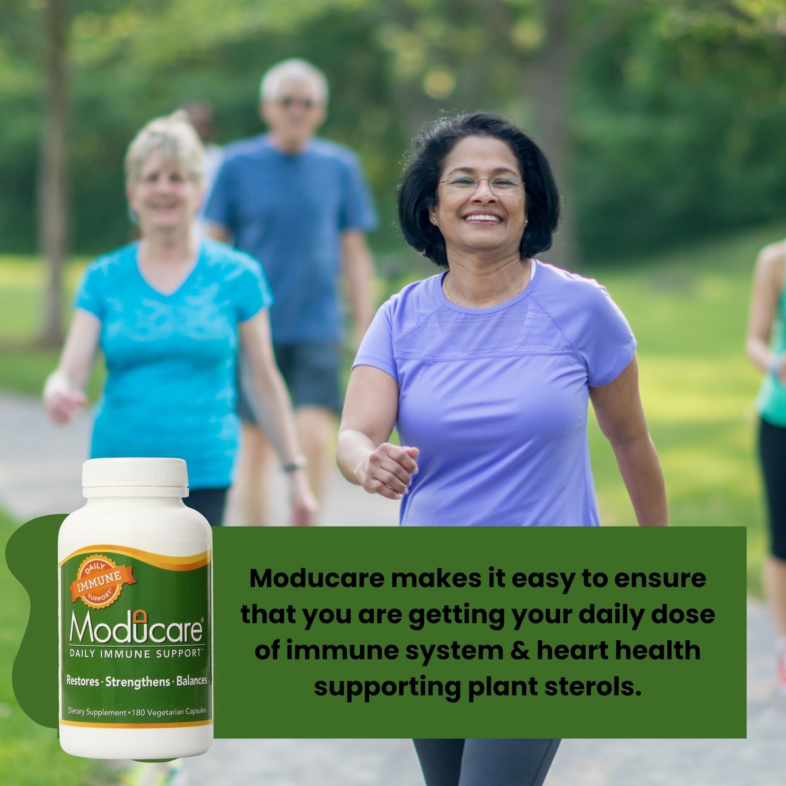 Moducare Daily Immune Support, Plant Sterol Dietary Supplement, 180 Vegetarian Capsules with Keychain