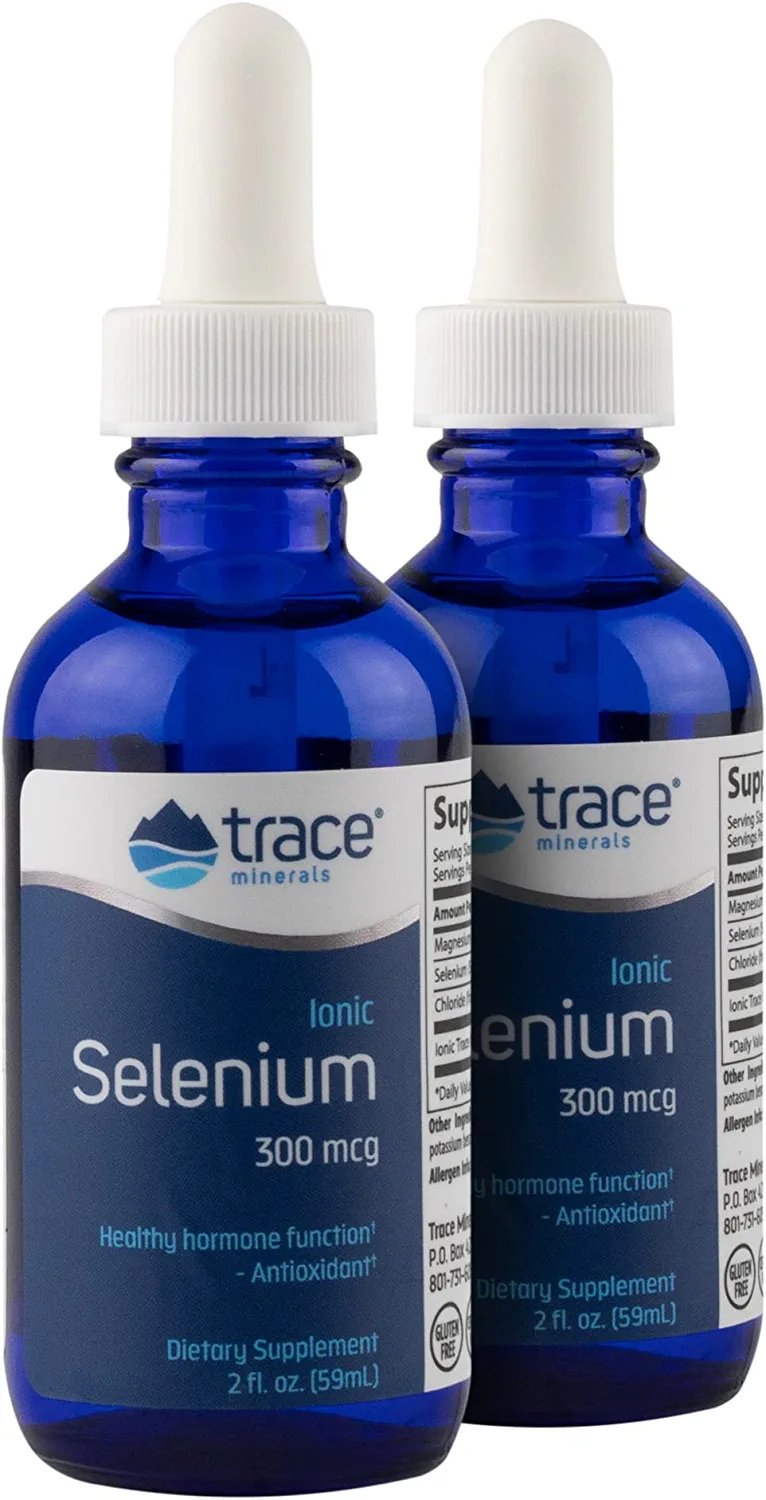 Trace Minerals Ionic Selenium 300 mcg | Cardiovascular Health + Hormone Function, Antioxidant | Supports Thyroid, Immune System, Ionic Trace Minerals | Yeast-Free |2 Fl Oz (Pack of 2)