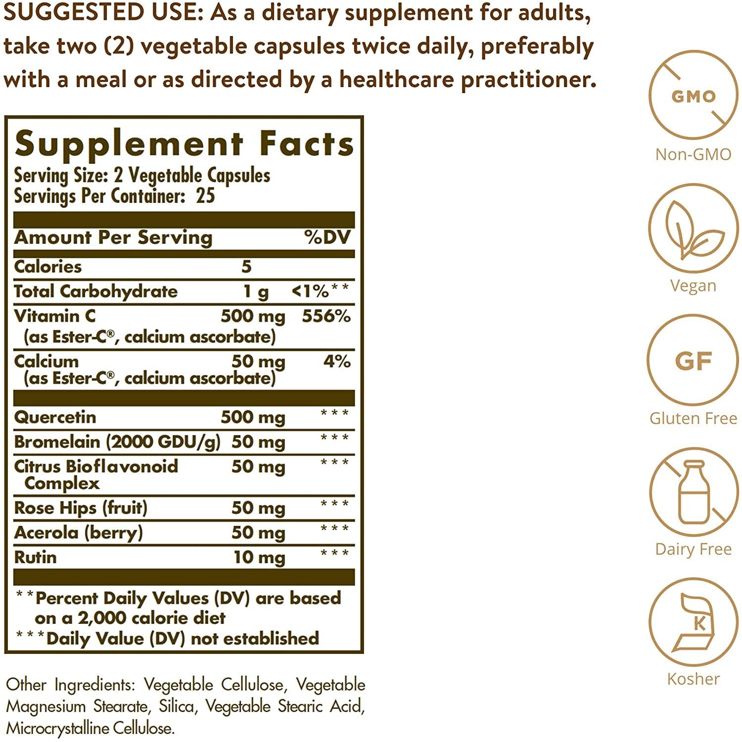 Solgar – Quercetin Complex with Ester-C Plus, 50 Vegetable Capsules