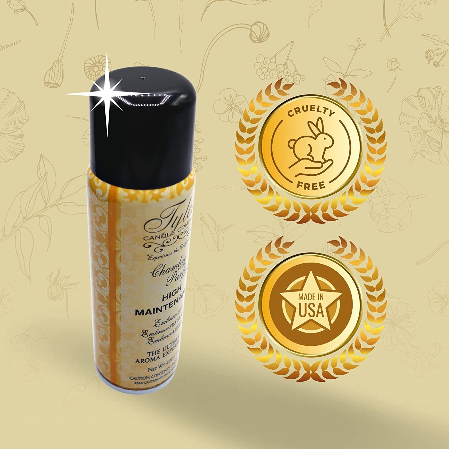 Tyler Candle Company High Maintenance Signature Fragrance Chambre Parfum - Luxury High Maintenance Scent Air Freshener / Fragrant Room Air Spray - 4 Oz Container - The Ultimate Aromatic Experience