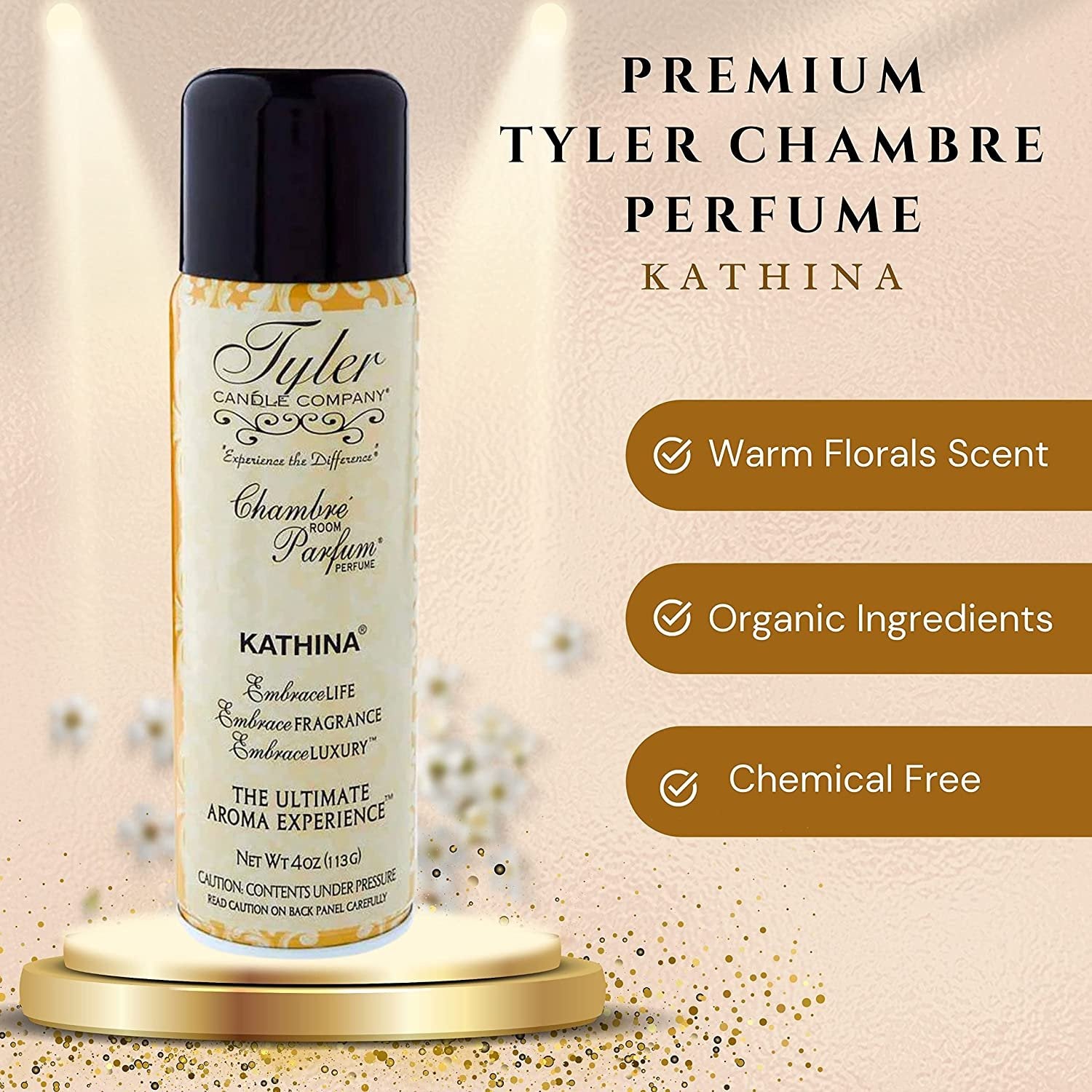 Tyler Candle Company Kathina Signature Fragrance Chambre Parfum - Luxury Kathina Scent Air Freshener Spray - The Ultimate Aromatic Experience - Home Essentials - 4 Oz Container with Bonus Key Chain