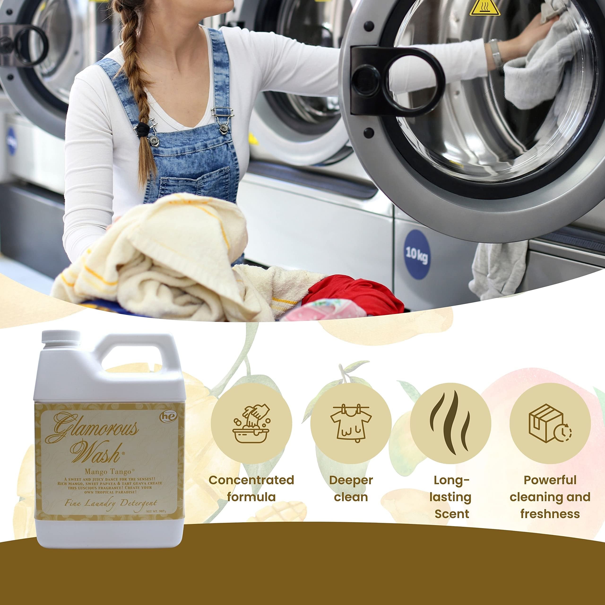 Tyler Candle Company Glamorous Wash Mango Tango Laundry Detergent - Luxury Liquid Laundry Detergent - Hand and Machine Washable - 32 oz (907 g) with Worldwide Nutrition Multi Purpose Key Chain
