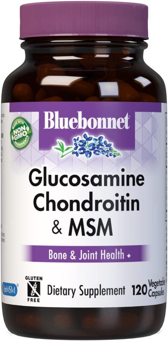Bluebonnet Nutrition Glucosamine Chondroitin Plus MSM Supplement, Soy-Free, Gluten-Free, Non-GMO, Dairy-Free, 120 Count