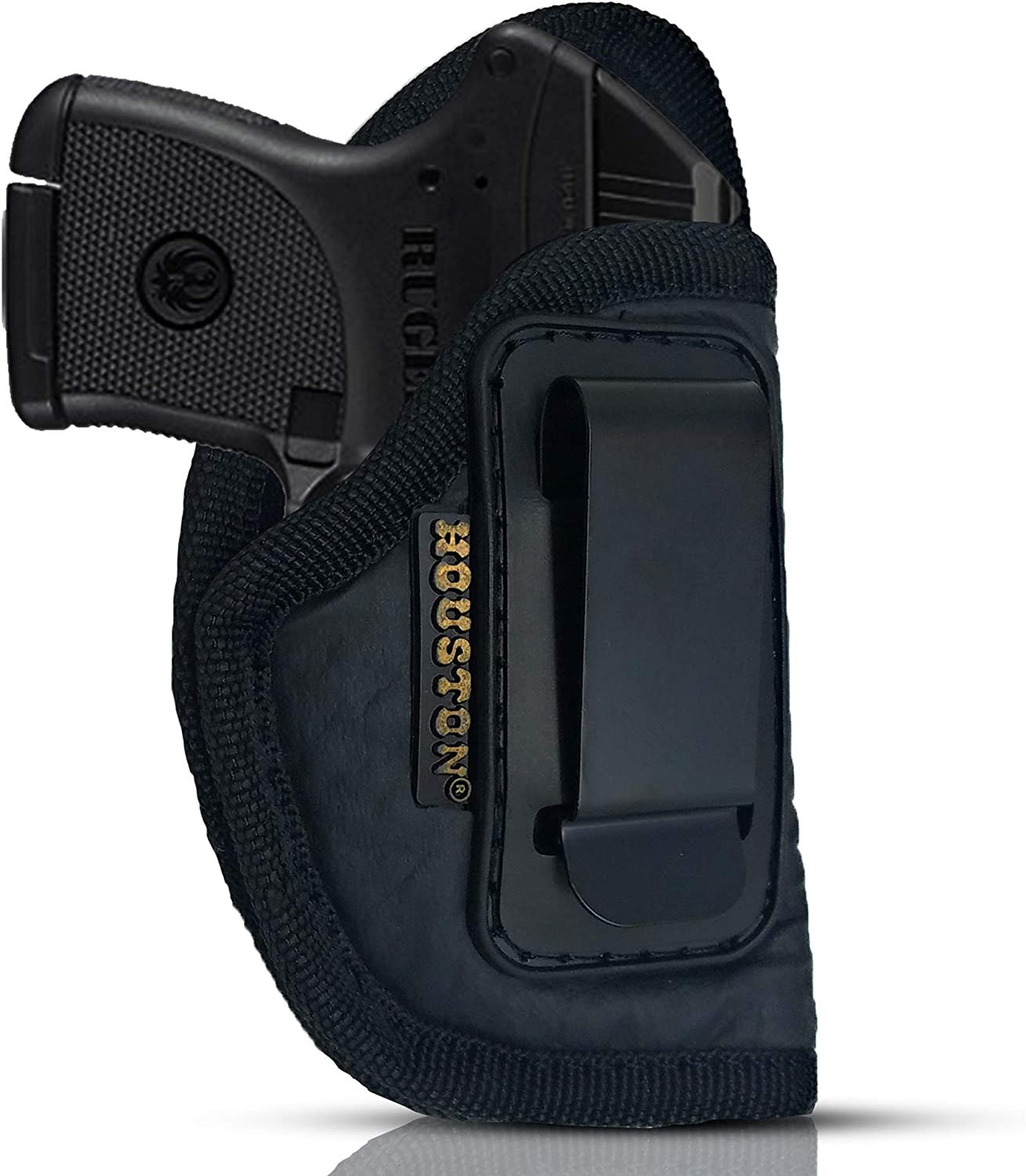 IWB Gun Holster by Houston - ECO Leather Concealed Carry Soft Material | Suede Interior for Maximum Protection | Fits: S&W Bodyguard, Ruger, Taurus TCP, Sig P238, Jimenez JA, PPK .380