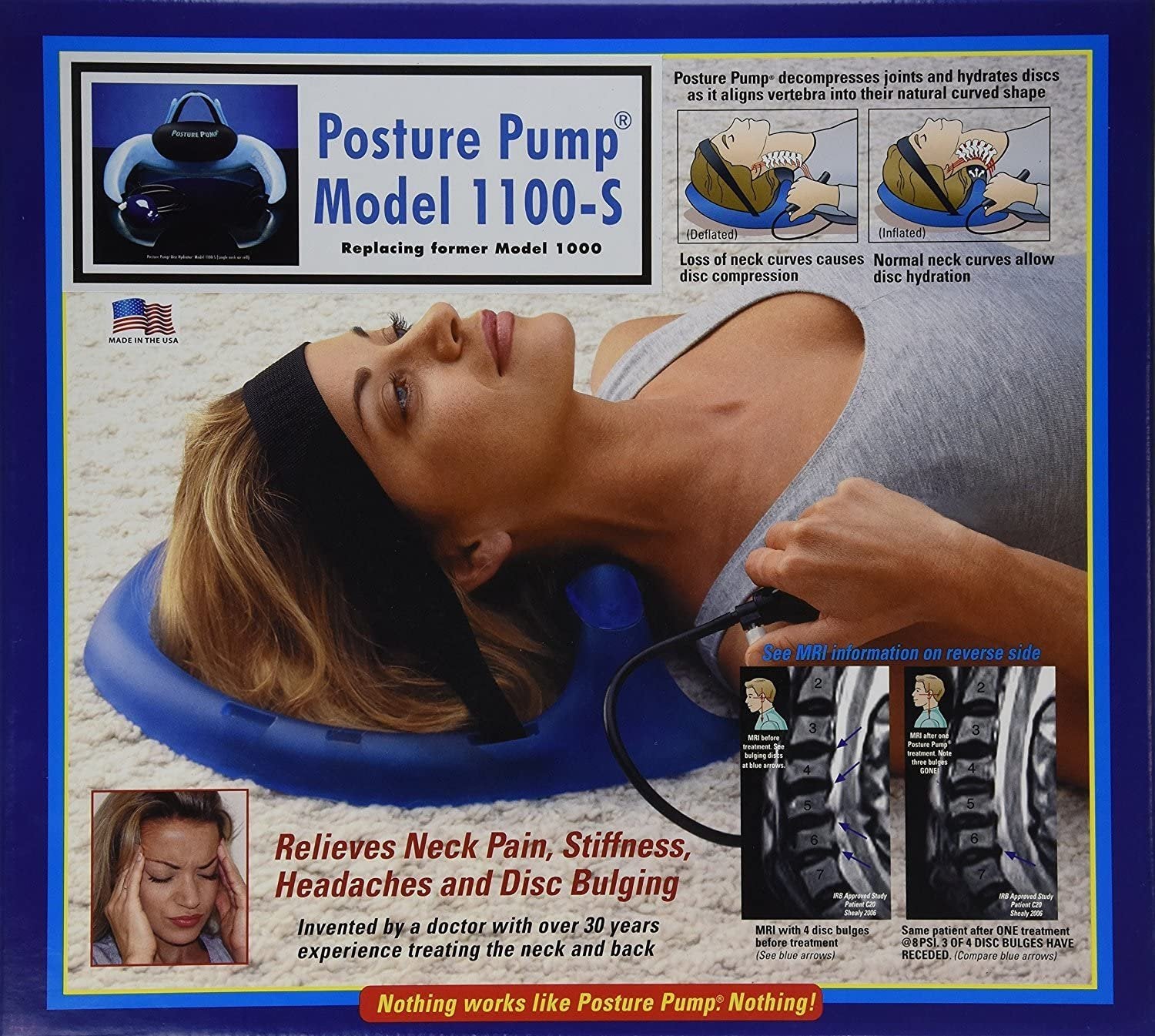 POSTURE PUMP Neck Pain Relief Cervical DISC HYDRATOR (Model 1100-S)* *Single neck air cell