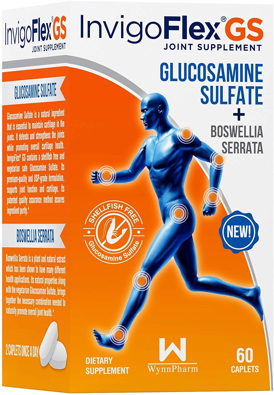 InvigoFlex Glucosamine Sulfate + Bosellia Serrata - Joint Support - Pack of 1 - 60 Caplets