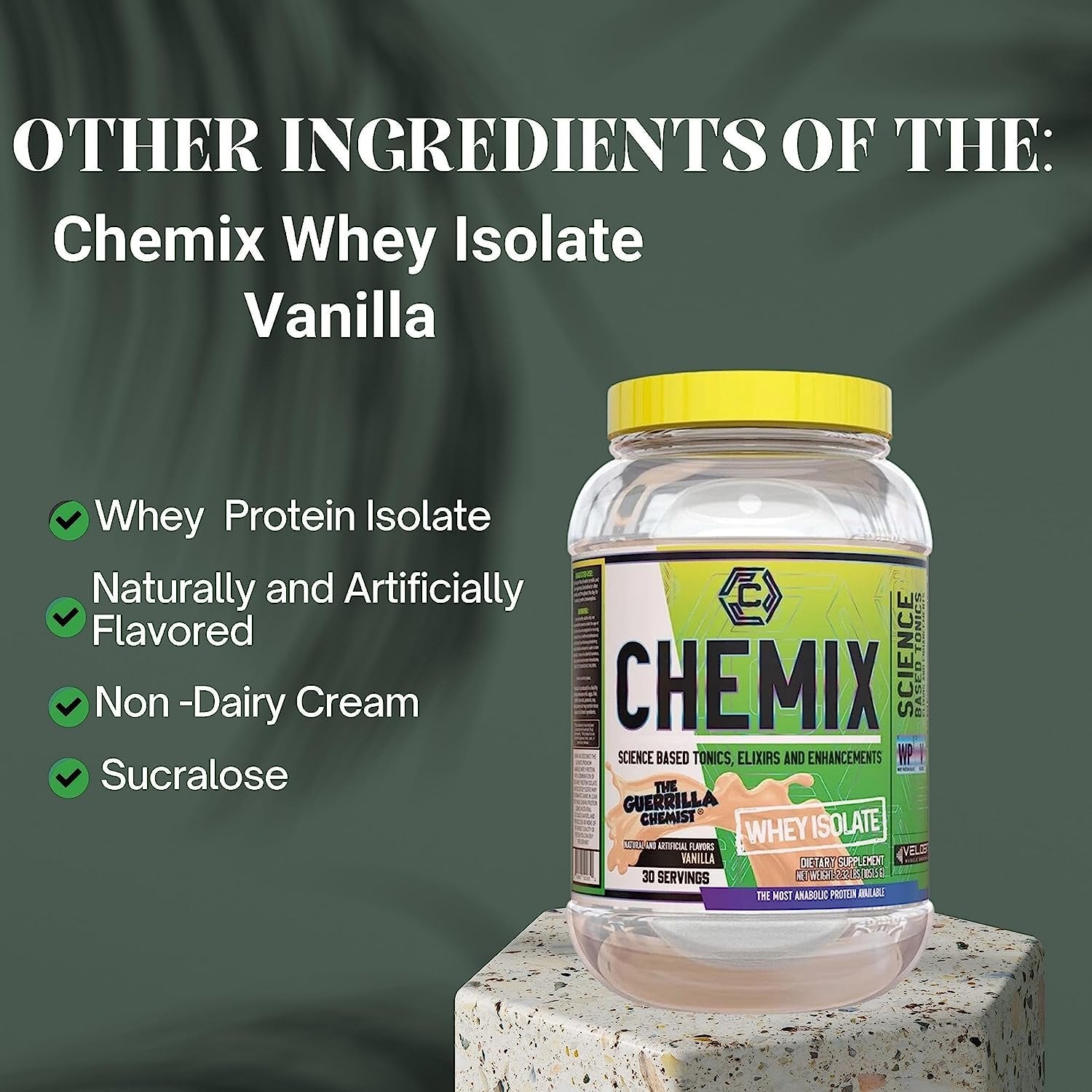 Chemix Whey Protein Isolate Vanilla Flavor - Science Based Tonic, Elixirs and Enhancements - Pure Whey Protein Powder - 1 Pack of 2.32Lbs with Multi-Purpose Keychain