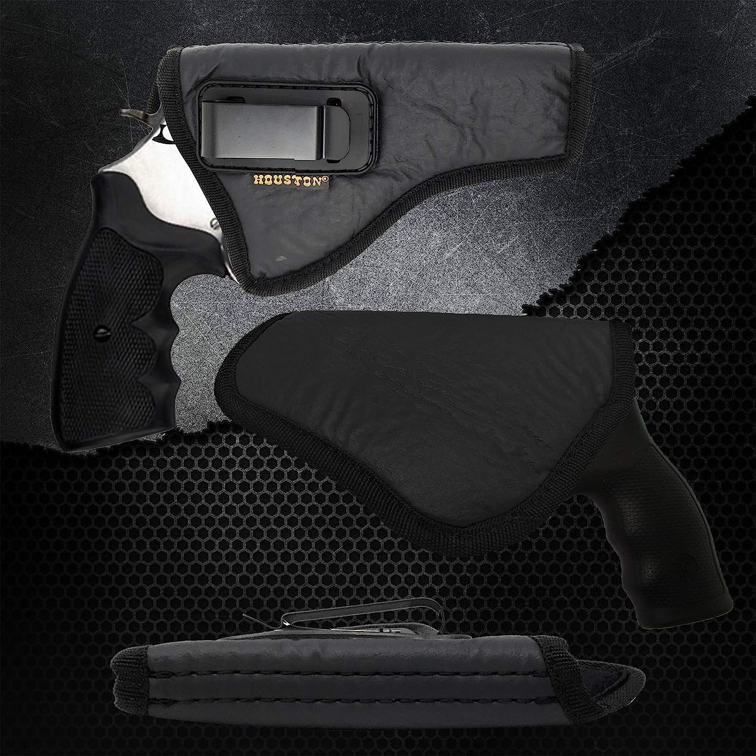 IWB Revolver Holster by Houston - ECO Leather Concealed Carry Soft Material - Suede Interior for Protection - (Right) FITS:Revolvers K,L,M & N Frames,5 & 6 Shots,3.5" to 4.5" Barrel. (CHP-62-RH)