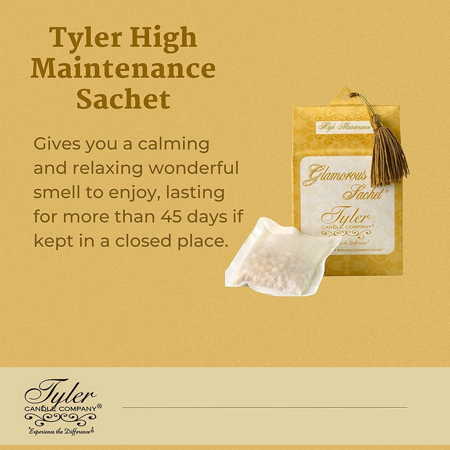 Tyler Candle Company High Maintenance Dryer Sheet Sachets - Glamorous Reusable Dryer Sheets - Sachets for Drawers and Closets - 1 Pack, 4 Sachets, Dryer, Home, or Personal Sachet, with Bonus Key Chain