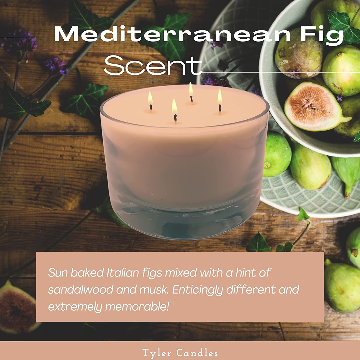 Tyler Candle Company 40 oz Mediterranean Fig Scented Candle | 4 Wick Large Candle | 220 Hr Burn | Decorative Candles | Home Decor Gift for Women & Men w Worldwide Nutrition Multi Purpose Key Chain