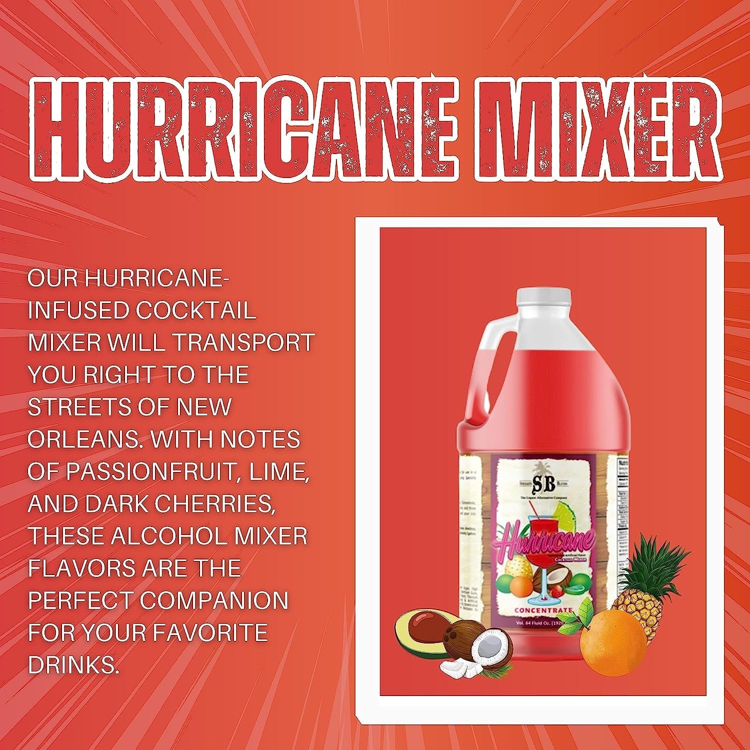 Specialty Blends Hurricane Flavored Syrup Cocktail Mixer Concentrate, Made with Hurricane Flavor Syrups For Drinks, 1/2 Gallon (Pack of 1) - with Bonus Worldwide Nutrition Multi Purpose Key Chain