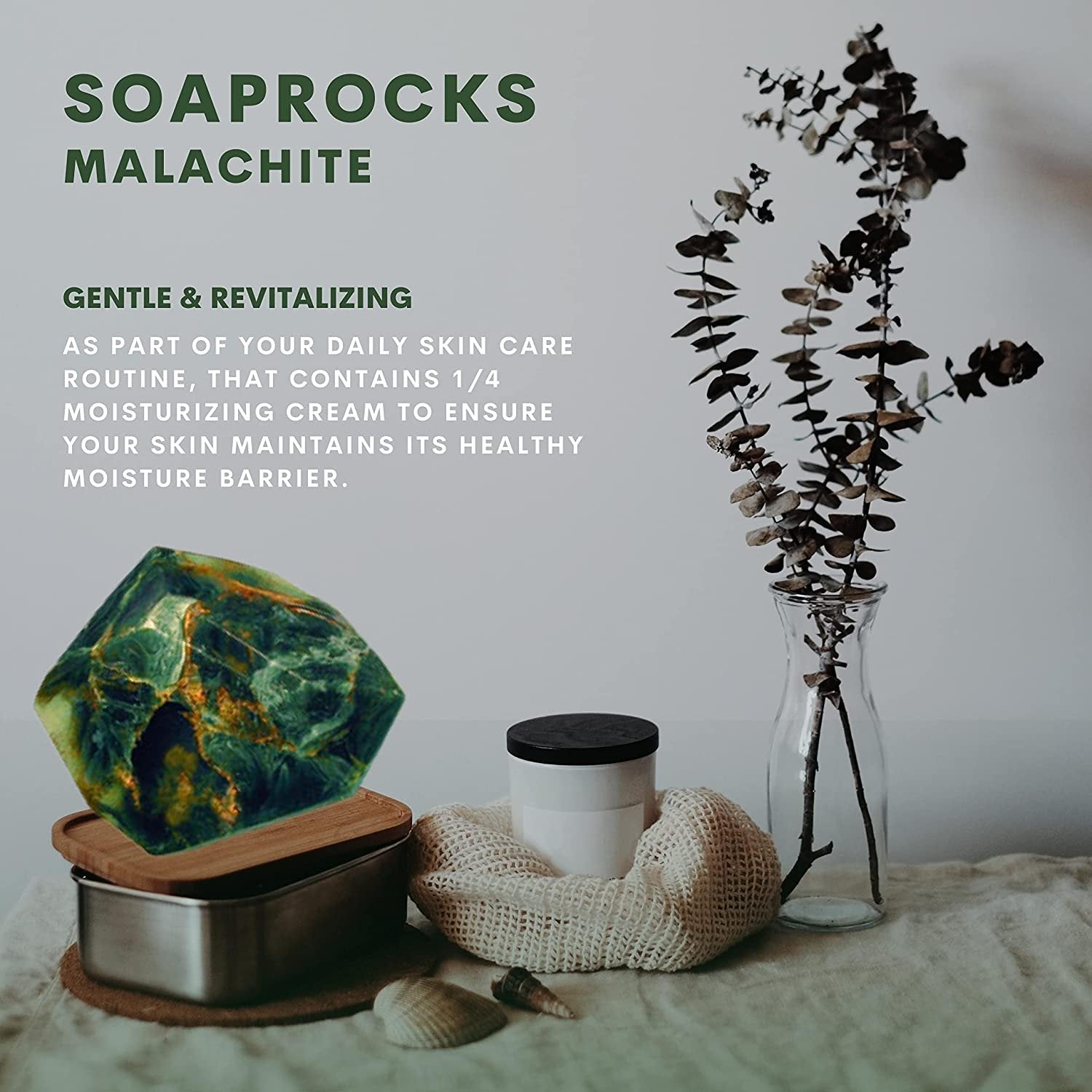 TS Pink Malachite SoapRocks - Bar Soap for Bath, Body, Face & Hand soap - Bathroom Decor & Bubble Bath Home Essentials - Bathroom Soap Gifts for Women & Men Gift Set - 6oz Bar with Bonus Key Chain