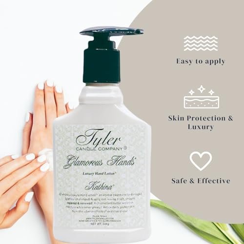 Tyler Kathina Hand Lotion - Scented & Small Hand Cream For Dry Hands w/Moisture-Boosting Skin- 8 Oz Travel Size Luxury Hand Moisturizer & Multi-Purpose Key Chain