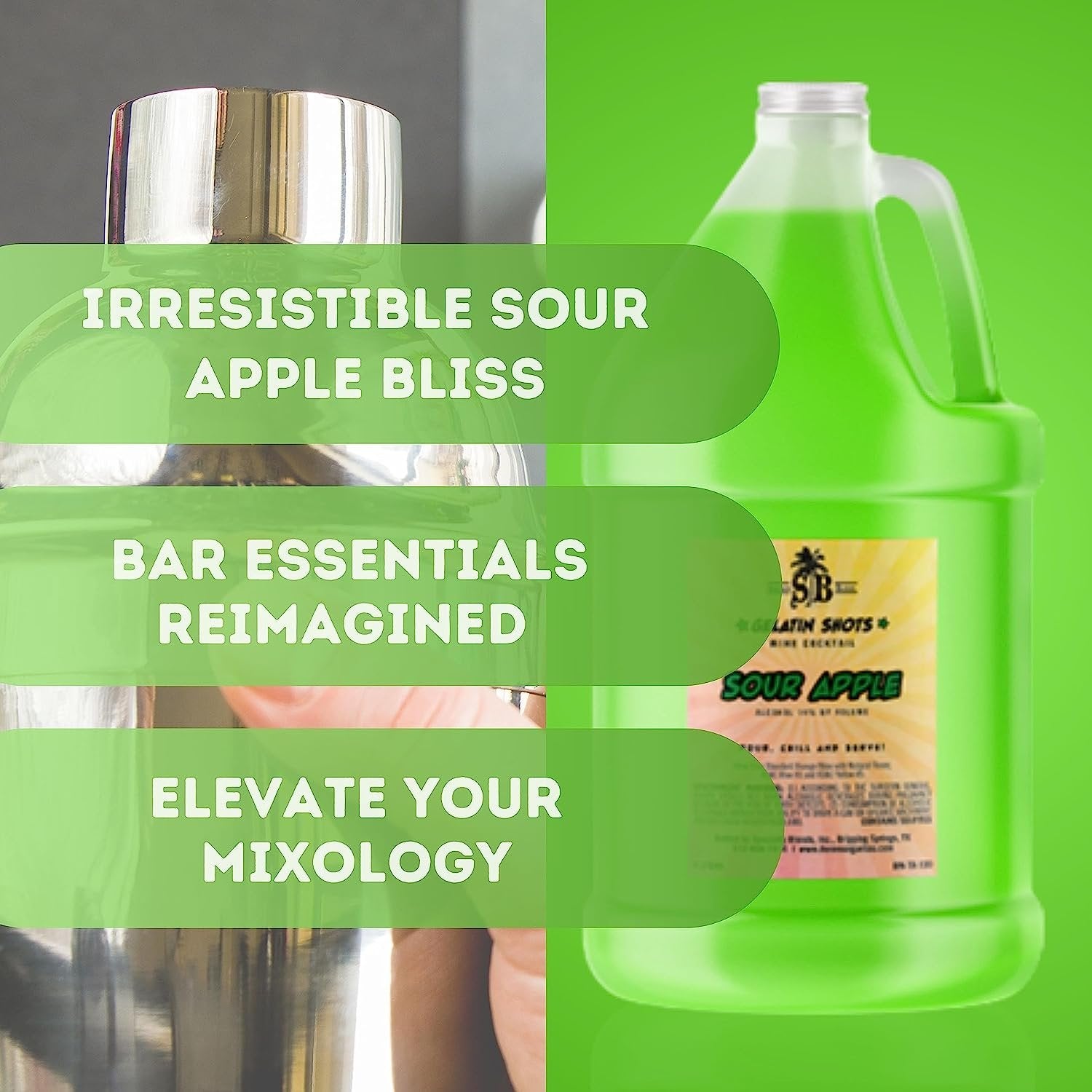 Specialty Blends Sour Apple Flavored Syrup Cocktail Mixer Concentrate, Made with Organic Sour Apple Flavor Syrups For Drinks, 1/2 Gallon, Pack of 1 w/ Bonus Worldwide Nutrition Multi Purpose Key Chain