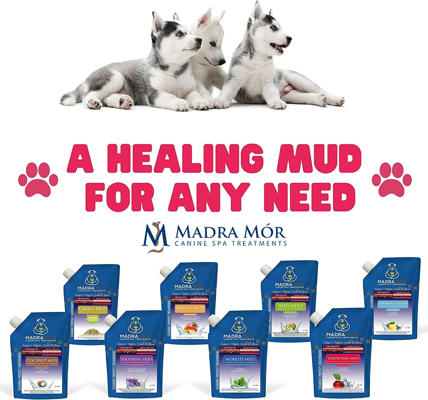 Madra Mor Dog Essentials Fortifying Spa Mud | Dog Wash | Dog Grooming | Dry Skin for Dogs Treatment | Dog Bath | Dog Coat Skin Care Products | 10oz Pouch w Worldwide Nutrition Multi Purpose Key Chain