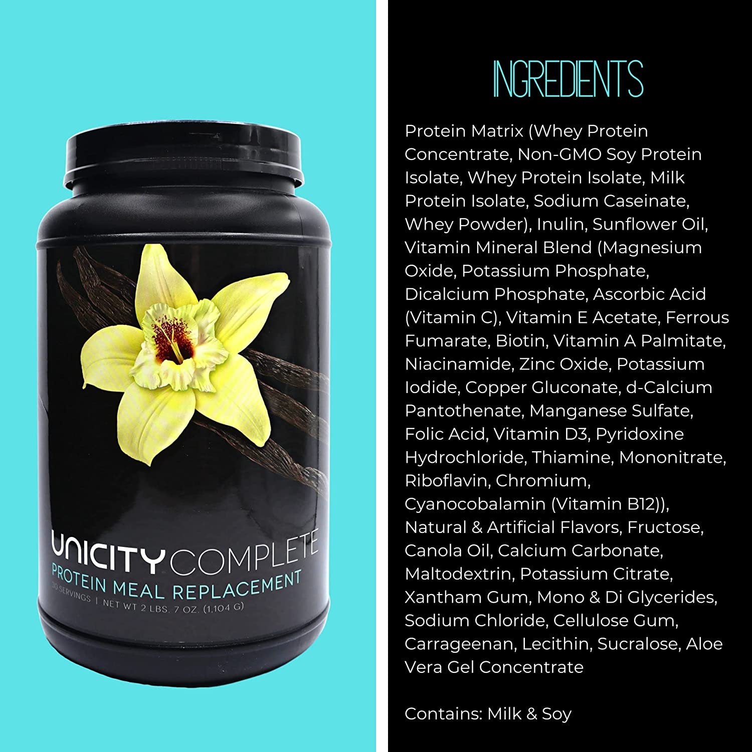 Unicity Complete Vanilla Protein Meal Replacement - Protein Shake Drink Mix with Stevia Extract - Gluten Free - Vanilla Flavored - 30 Servings (2 Lbs 7 Oz)