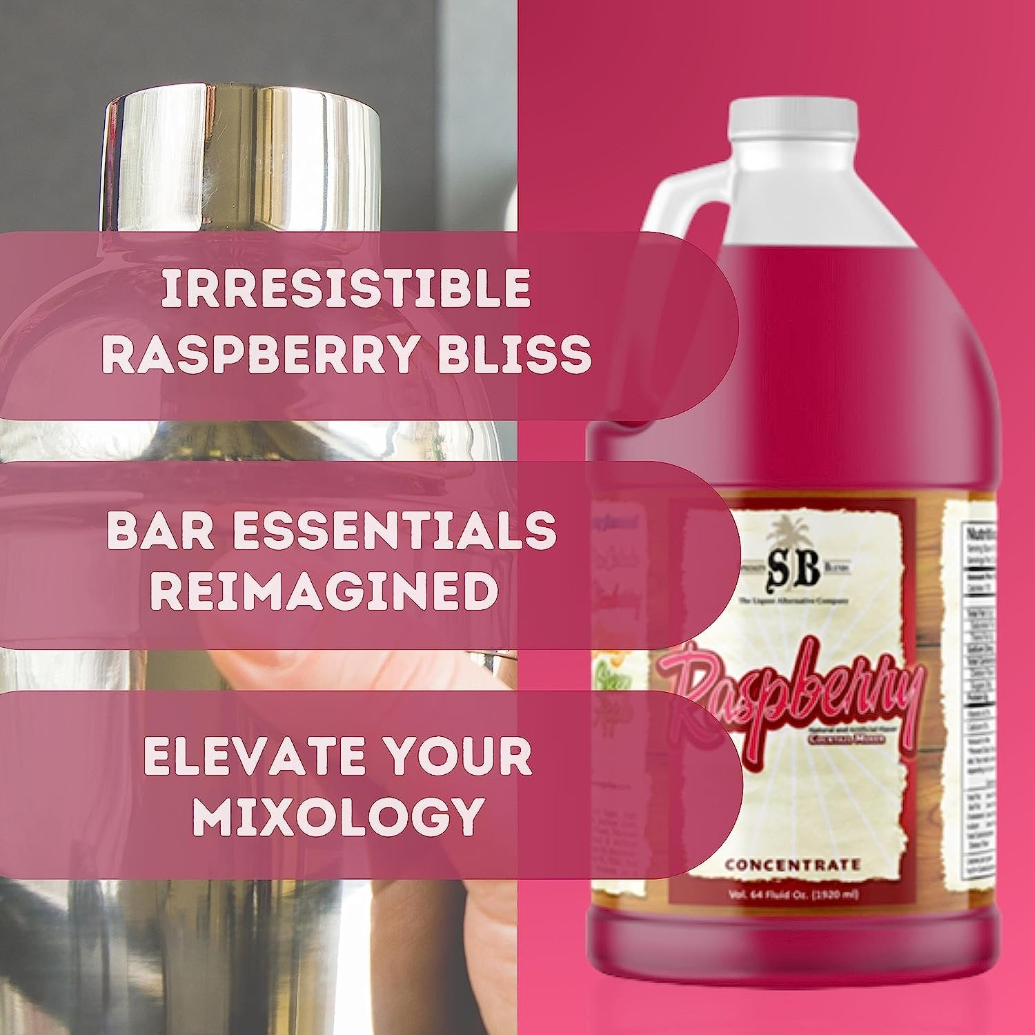Specialty Blends Raspberry Flavored Syrup Cocktail Mixer Concentrate, Made with Organic Raspberry Flavor Syrups For Drinks, 1/2 Gallon, Pack of 1 - w/ Bonus Worldwide Nutrition Multi Purpose Key Chain