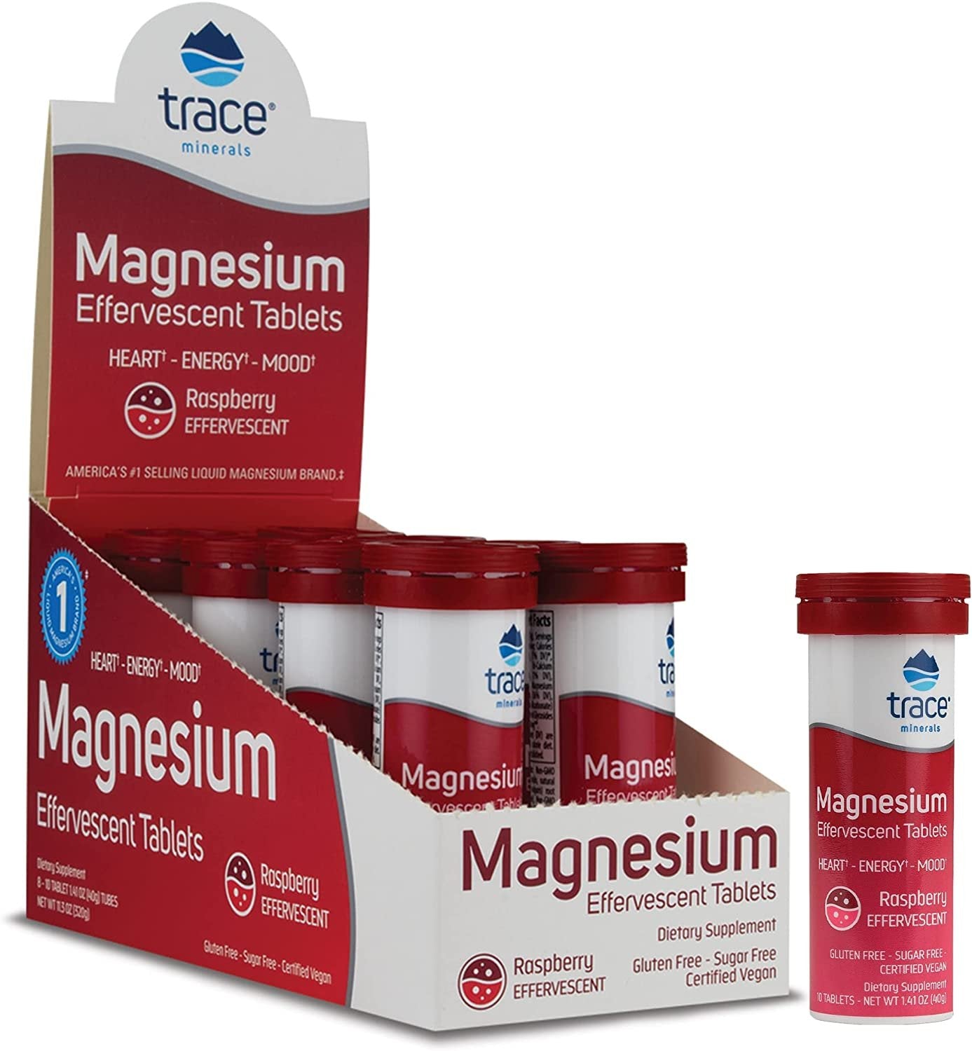Trace Minerals | Magnesium Effervescent Drink Tablets | Promotes Heart Health, Mood, pH Balance and Energy | Raspberry Flavor | 150mg per serving, 80 Tablets